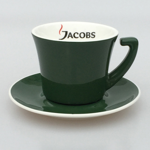 green cup and saucer