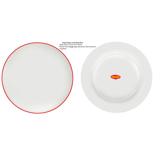 17cm dish plate with red rim