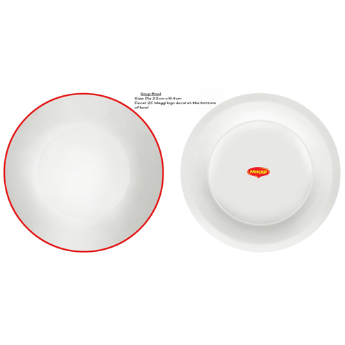 22x4cm soup bowl with red rim