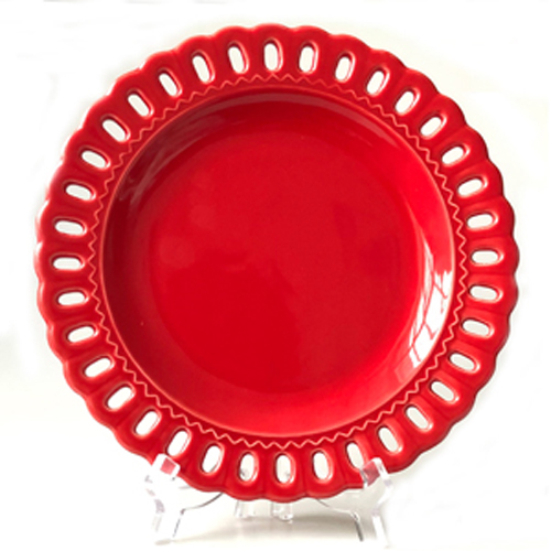 12 inch red round plate