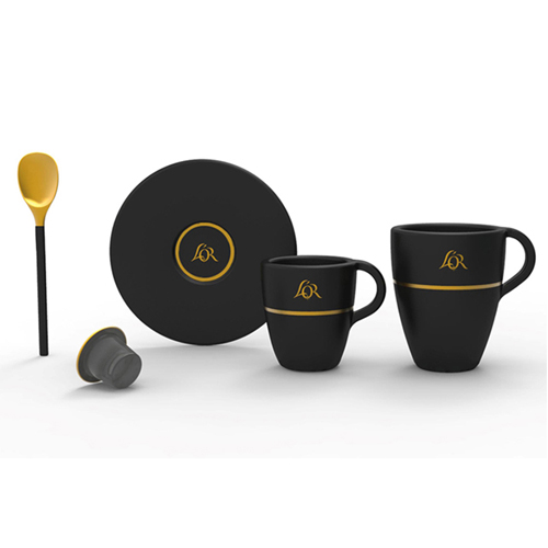 Black cup and saucer